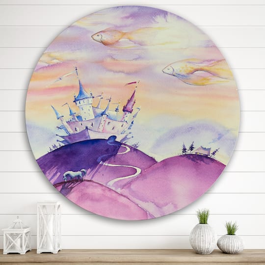 Designart - Fairy Tale Kingdom On Purple Mountain Top